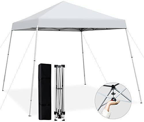 COSTWAY Carpa Plegable 3x3, Pergolas de Jardín, Cenadores para Jardín, Altura Ajustable, Protección Solar UPF50+, Bolsa de Transporte, Playa, Patio, Mercado