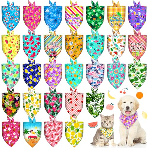 30 Pcs Dog Bandanas Bulk Pet Bandanas Adjustable Washable Dog Scarves