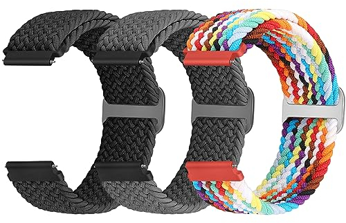22mm Geflochtenes Armband Kompatibel mit Samsung Galaxy Watch 3 45mm/Galaxy Watch 46mm/Gear S3 Frontier/Garmin Venu 3/2/Vivoactive 4/Forerunner 570(47mm)/Amazfit Bip 6/5/GTR 4/3/2/Balance Damen Herren
