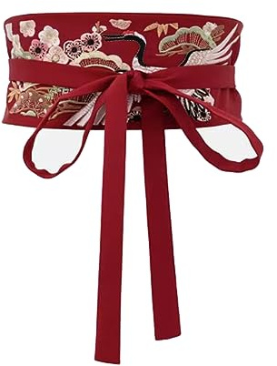 Inzegao Ceinture Obi Japonaise pour Femme pour Kimono, Yukata, Robe, Large Motif Floral, Ceinture à Nouer à la Taille, taille unique