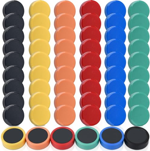 FPMYB 60 Stück Stark Magnete für Magnettafel, Kühlschrank, Klein Bunt, Whiteboard, Pinnwand, Klassenzimmer, Büro, Foto (6 Farben)
