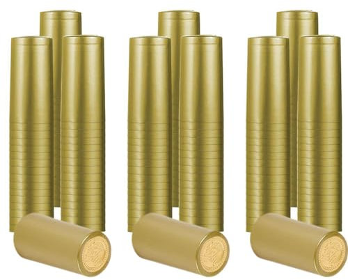Lot de 120 capsules thermorétractables en PVC doré clair pour bouteille de vin, champagne