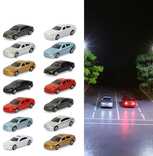 20 unidades modelo de coche, modelo de ferrocarril iluminado, escala 1:150, modelos de coches pintados para estacionamiento, paisaje, tren, diseño, diorama, modelo a escala N, coche, construcción,