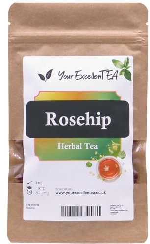 Dried Rosehip Loose Tea (150g), Premium Dried Wild Rosehips, Fruit Herbal Loose Leaf, Fresh & Tart Flavour, Natural Unique Aromatic Tasty, Unsweetened, Perfect Iced or Hot, Closed in Resealable Pouch