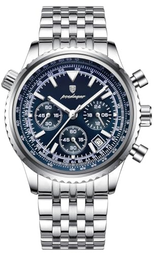Poedagar Men Fashion Big Dial Military Quartz Watch Waterproof Luminous Date Chronograph Man's Luxury Quartz Watches Sport Stainless Steel Wristwatches