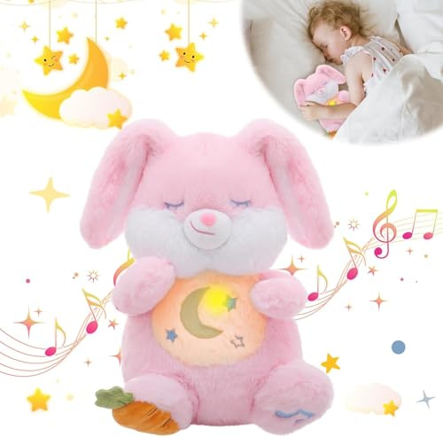 seOSTO Soothing Teddy Bunny Breathing Teddy Plush Light up Machine Washable