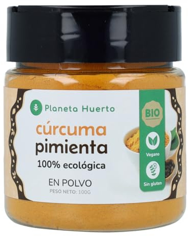 PLANETA HUERTO Cúrcuma + Pimienta BIO ECO 100g – Potente Antioxidante y Antiinflamatorio Natural
