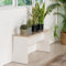 FURNITABLE Conjunto de 2 Taburetes, Banco de Madera, Soporte para Plantas de Jardín, Soporte para Flores, Banco para Plantas, Banco de Parque, 90 x 30 x 45 cm,Roble y Blanco