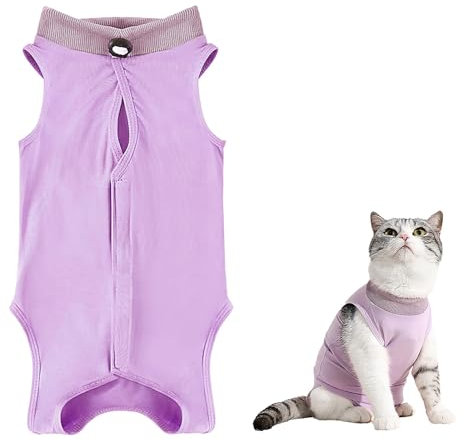 Katzenbody Nach Op Mit Anti-Licking Genesungsanzug Post-OP Schutzbody aus Baumwolle & Elastan Sanfte Alternative zum Halskragen | Medizinischer Schutzanzug für Wundpflege 3 Größen (S-L)