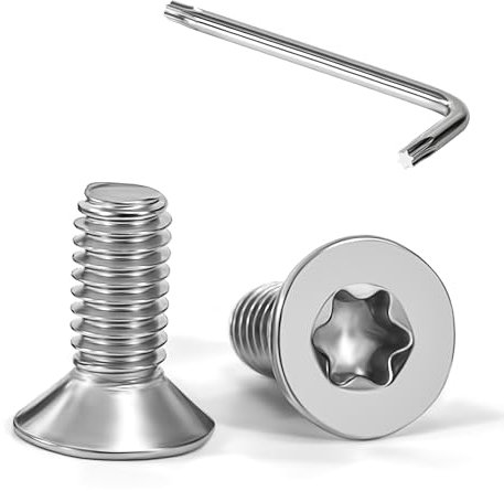 Tunejoy Tornillos de Cabeza Avellanada Torx M4 x 10 mm Tornillo Avellanado Mecánico de Acero Inoxidable A2 V2A con T20 llave Rosca Completa 20 Piezas