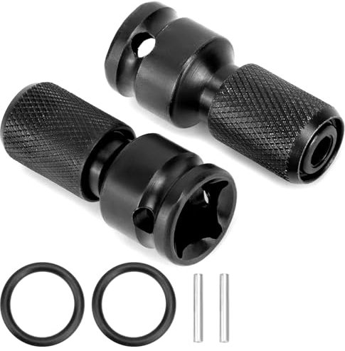 QWORK® 2 Piezas Adaptador de Vaso, 1/2 a 1/4 Adaptador de Vaso Vástago Hexagonal, Adaptador de Vaso Liberación Rápida, para Llaves de Impacto y Trinquete