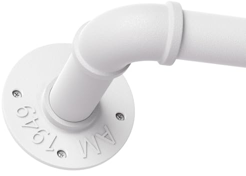 Asta per tende industriale, allungabile, colore nero, per montaggio a soffitto, industriale, 25 mm di diametro, da 76 a 305 cm, bianco