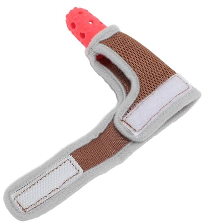 HUSHUI Denti Dito in Silicone, Al Pollice con una Fascia Polso Traspirante per Bambini per Oltre 3 Mesi, Aiuta a Fermare il Pollice Succhiare e Alleviare il Disagio per la Dentizione (Rosso)