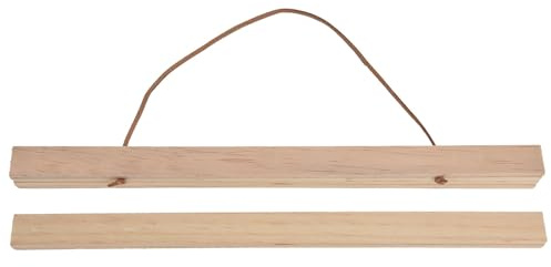 BAFOVY Affischhängare i trä, Magnetisk Affischhängare i Furu för Utskrifter Foton Canvaskonstverk, Inbäddade Magneter Lätt Att Byta Snöre för Väggdekoration på Hemmakontoret (30 * 2,1)