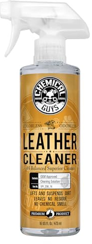 Chemical Guys Colorless and Odorless Leather Cleaner - Safe for Natural, Synthetic, Faux, and Pleather, Car Interior Cleaner, Safe for Furniture, Boots, Apparel, & More - 16 oz