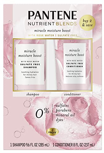 Nutrient Blends Miracle Moisture Boost Rose Water Shampoo And Conditioner Dual Pack For Dry Hair, Sulfate Free