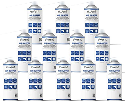 PACK - 12x SPRAY AIRE COMPRIMIDO EWENT 400 ML PARA LIMPIEZA DE TECLADOS, ORDENADORES, CAMARAS Y OTROS DISPOSITIVOS ELECTRONICOS (conf. 12pz EW5601)