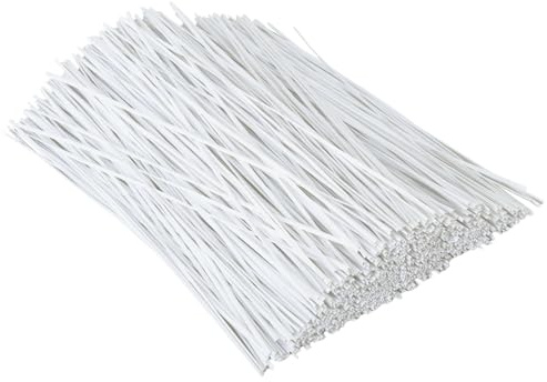 HHTHH 1000 pcs 8 inch White Cable Twist Ties Plastic Twist Ties with Rugged Metal Innercores Reusable Fastening Cable Cord Wire Ties