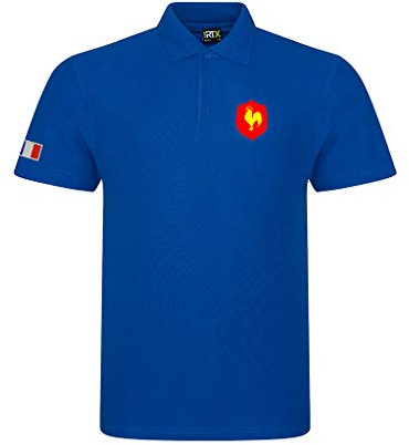 Super Lemon Polo de rugby France - Design exclusif rétro vintage pour enfants, chemise bleue unisexe pour garçons et filles, parfait pour les jeunes fans de rugby français des 6 nations et de la coupe