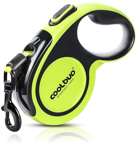 Hurluksi Retractable Dog Lead 5M /16ft Extendable Dog Leash, Heavy Duty Extension Dog Lead with Anti-Slip Handle and Quick Brake Button for Large Dogs Up to to 110lbs/50kg (Green)
