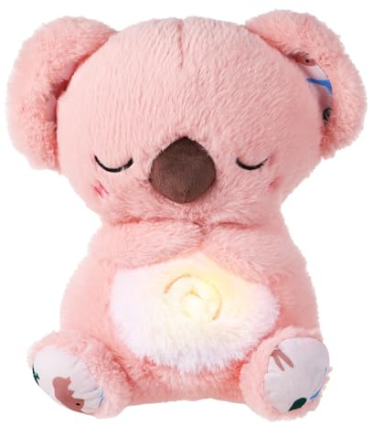 lasuroa Beruhigender Koalabär, Beruhigendes Koala Schlafende Stofftiere Beruhigendes Otter-Plüsch mit Musiklichtern und Rhythmischer Bewegung(Rosa)