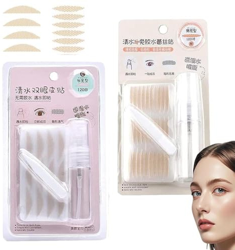 Glue-Free Invisible Double Eyelid Sticker,Eye Lid Tape For Hooded,Waterproof Invisible Double Eyelid Tape Fiber Lace Eyelid Lifter Strips for Natural Makeup (Natural(M)+Thick(L), Same style)