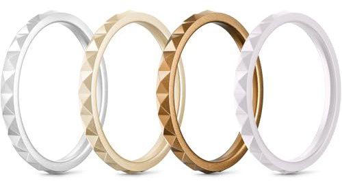 Egnaro Silicone Wedding bands women, Stackable Silicone Ring style