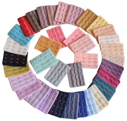 VBSYUYQ 15-Pack Assorted Colors Bra Strap Extenders - 4 Hooks 3 Rows Adjustable Bra Extension Straps
