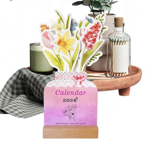 Niesel Calendario per vasi di fiori – Mini calendario decorativo floreale da tavolo – Calendario decorativo da scrivania per Natale, San, compleanni, inaugurazione della casa, vacanze