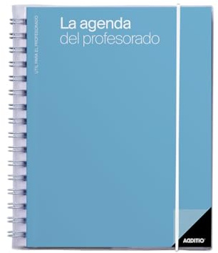 ADDITIO Agenda des enseignants - Planification trimestrielle - Vue hebdomadaire - Évaluation - Dimensions : 16,5 x 21,5 cm - Espagnol - Bleu