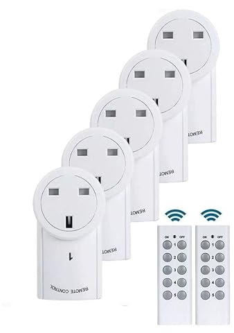 Wireless Remote Control Socket Set – 5 Sockets + 2 Remotes – Household Power Outlets for Easy Control, Storage & Home Organization