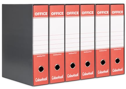 Colourbook Set 6 Registratori Con Custodia Rossi, Faldoni Ufficio A4 Dorso 8 Cm, Raccoglitori Documenti In Cartone, Meccanismo A Leva 2 Anelli, Per Archivio Casa E Lavoro