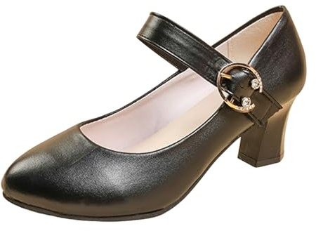 Women’s Oktoberfest Pumps Shoes for Women Black High Heels Dirndl Costume Traditional with Heel Chunky Dance Bridal Block Heel Ballerinas Pumps for Parties, Weddings, Oktoberfest and Everyday Wear
