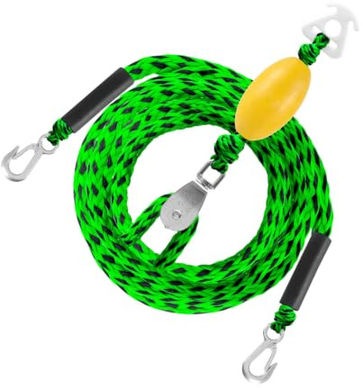 JIAPIKA Corde de remorquage multifonction de 5,2 m avec double crochets, parfaite pour le bateau et la ligne de ski nautique