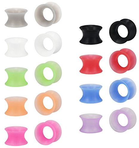SCERRING 9 Pairs Ultra Thin Silicone Ear Skin Flexible Flesh Tunnel Expander Stretching Gauge Earlets Plug Gauges Kit Same Sizes 6G(4mm)