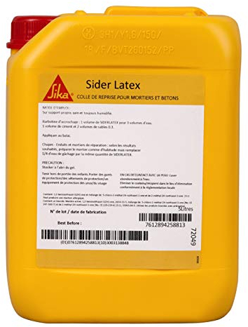 SIKA - Colle de reprise pour mortier et béton - Sider Latex Blanc - Convient pour le profilage et la réparation - Améliore l'élasticité - Améliore la résistance - Imperméable - 5L