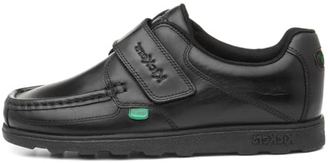 Kickers Fragma Boys Black Leather Easy Fasten Shoe - Size 13 - Black