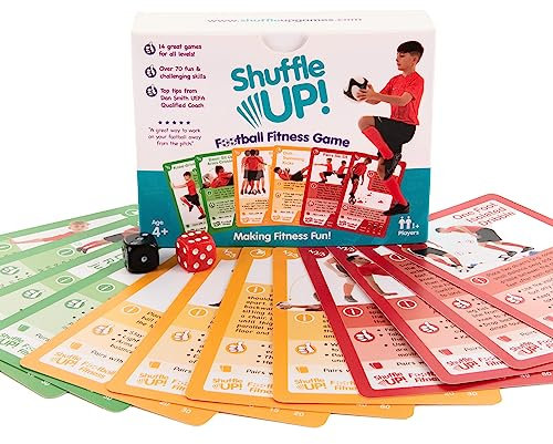 Shuffle Up Football Games - Family Soccer Games with 70+ Fun & Active Fitness Workout Cards, Stocking Fillers, Training Equipment Aid, Football Gifts for Boys & Girls