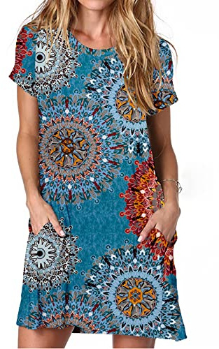 Ancapelion Women's Casual Loose T Shirt Dresses Short Sleeve Mini Summer Tunic Dress for Women