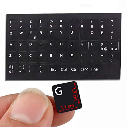 SIMPLETEK - Stickers Adesivi per Tastiera Notebook | Trasforma Layout Italiano | Nero Opaco | Set Completo per PC Portatile