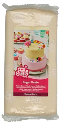 FunCakes Pasta di Zucchero Elegant Ivory: facile da usare, liscia, flessibile, morbida e pieghevole, perfetta per decorare torte, halal, kosher e senza glutine - 1000 g