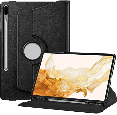 Fintie Hülle für Samsung Galaxy Tab S8 Plus 2022/Tab S7 FE 2021/Tab S7 Plus 2020 12.4 Zoll, 360 Grad Drehbar Verstellbare Schutzhülle mit S Pen Halter, Auto Schlaf/Wach Funktion, Schwarz