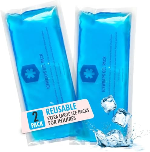 ICEWRAPS 6x12 Flexible Gel Reusable Ice Packs for Injuries, After Surgery and Pain Relief | Neck, Knee, Hip, Back and Shoulder | Hot Cold Pack Compress Swelling | 2 Pack, Blue - FSA-HSA Eligible