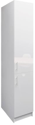 JD Greta Fixed Height 400mm Kitchen Tall Base Cabinet White Gloss Larder Storage Unit