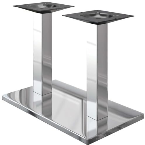 GGMMÖBEL Madrid | Doppel Tischgestell für Esstisch, Schreibtisch | Tischbeine | Edelstahl | Tischfüße | Bodenplatte: 40 x 70 cm | Säule: 8 cm | Gesamthöhe: 72 cm