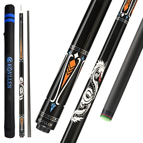 KONLLEN Kolfiber pool köpinne omslagslös drake professionell (full kolteknik låg böjning biljardköer, 12,5 mm, 147 cm)