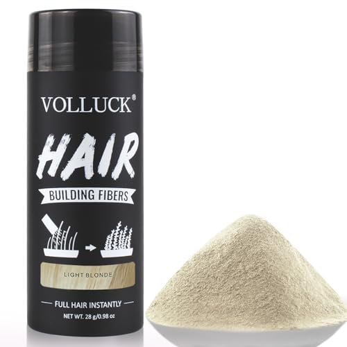 VOLLUCK Fibre Capillaire 28g – Couverture Efficace des Cheveux Clairsemés, Résultat Naturel & Volume Instantané – Poudre Densifiante Cheveux Longue Tenue pour Homme et Femme (Or Clair)