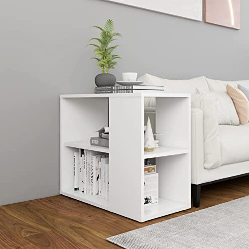 Homgoday Credenza Bianca 60x30x50 cm in Legno Multistrato, Libreria, Salvaspazio Mobiletto Armadio di Stoccaggio, Comodini Camera da Letto, Comodino Credenza per Soggiorno Camera Ufficio