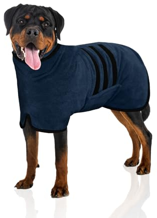 WUFANC Hundebademantel, Bademantel Hund aus Mikrofaser, Extra Saugfähig und Schnelltrocknend, Hunde Bademantel mit Klettverschluss und Verstellbarem Schrumpfband für Große Mittel und Kleine Hunde