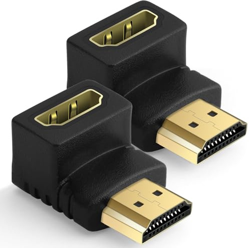 AXFEE 2 STK HDMI-vinkeladapter, vinklad kontakt, HDMI 90 graders vinkel